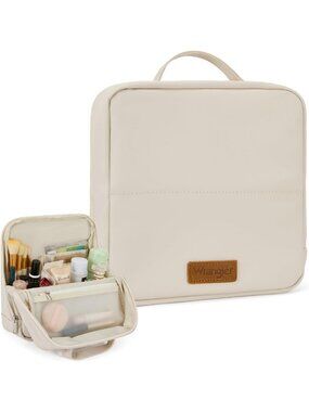 Waterproof Makeup Bag with Magnetic Fold-Down Flap - Stylish & Functional